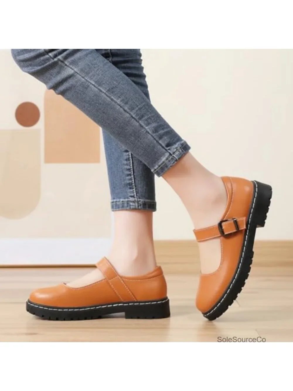 Women's Platform Mary Jane Oxford Shoes Faux Leather Comfortable Low Top